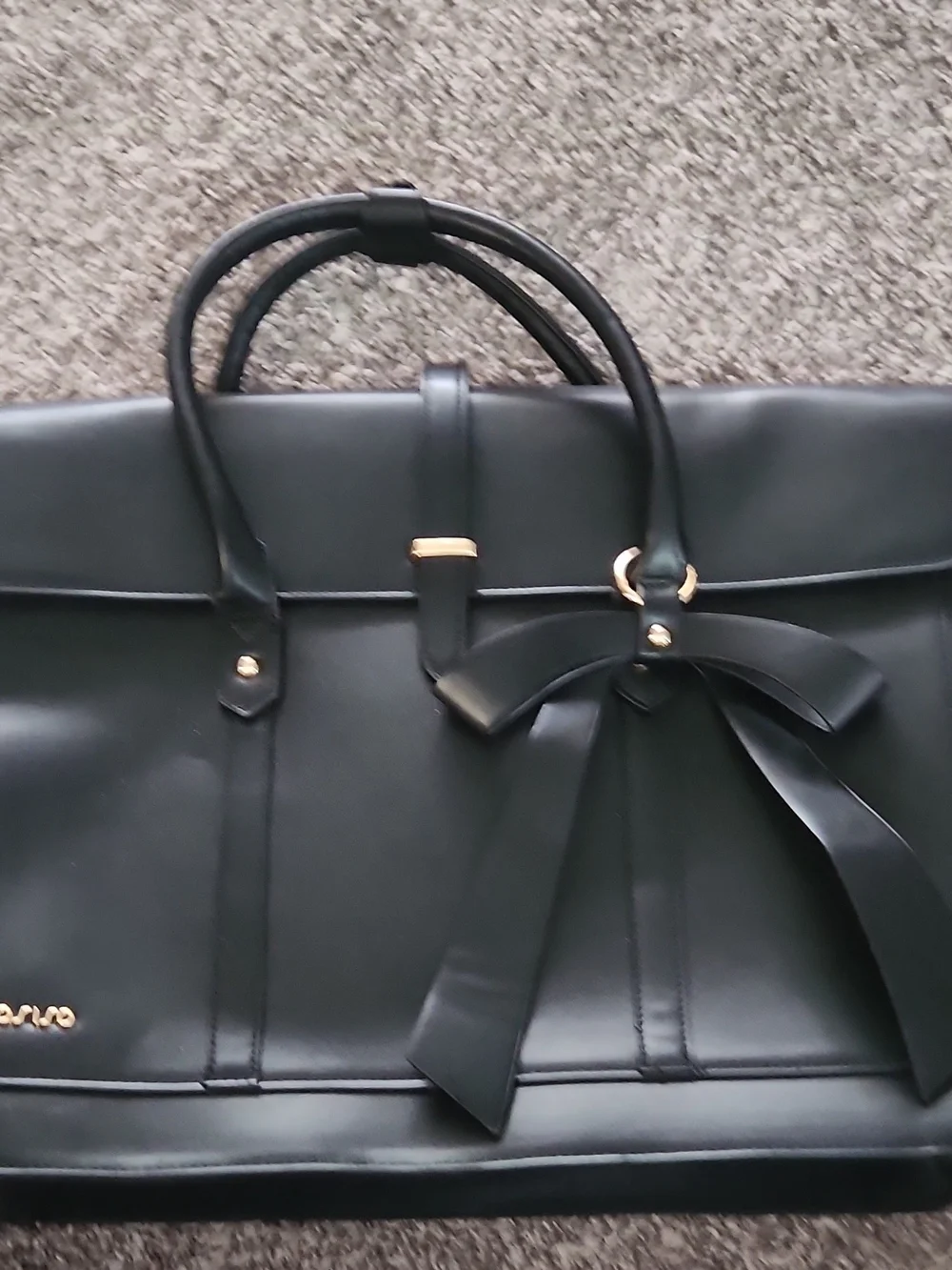 Mosiso Black Leather Tote Briefcase